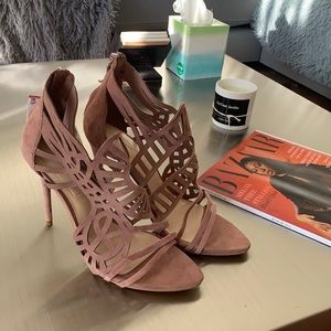 ZARA Mauve Laser-Cut Suede Sandals